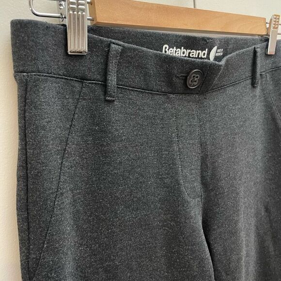 Betabrand Pants Women Small Dark Gray Charcoal Straight Leg Stretch Knit Pull On - Picture 4 of 10